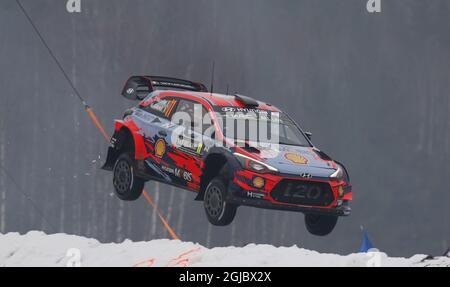 Thierry Neuville Bel/Nicolas Gilsoul Bel, Hyundai i20 Coupe WRC bei Sonderphase 10 am 3. Tag des zweiten Rundengangs der FIA-Rallye-Weltmeisterschaft, Rallye Schweden 2019, in Schweden, 156. Februar 2019. Foto: Micke Fransson/TT kod 61460 Stockfoto