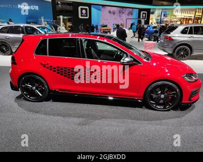 Golf GTI am Montag auf dem Internationalen Automobil-Salon 89. in Genf, im Palexpo, in Genf, Schweiz, ausgestellt 5. März 2019 Foto: Bjorn Ewenfeldt / TT / kod 10510 Stockfoto