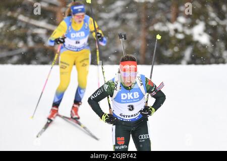 Laura Dahlmeier aus Deutschland tritt am 10. März 2019 beim 10-km-Verfolgungswettbewerb der Frauen bei den IBU-Biathlon-Weltmeisterschaften in Oestersund, Schweden, an. Foto: Jessica Gow / TT / Code 10070 Stockfoto