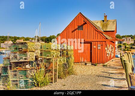 Krabbenkäfige bei Motif Nr. 1 in Rockport, USA Stockfoto