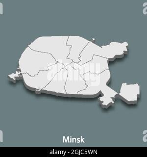 3d isometrische Karte von Minsk ist eine Stadt von Weißrussland, Vektor-Illustration Stock Vektor