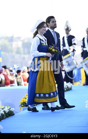 STOCKHOLM 2019-06-06 Prinzessin Sofia, Prinz Carl Philip während der traditionellen Nationalfeiertage in Skansen in Stockholm. Foto: Henrik Montgomery / TT Kod: 10060 Stockfoto