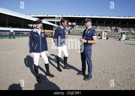 STOCKHOLM 20190614 Jennifer Gates vor dem Springwettbewerb Global Champions League im Stockholms Stadion, Stockholm, Schweden 14. Juni 2019. Foto: Fredrik Persson / TT / kod 1081 Stockfoto