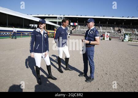 STOCKHOLM 20190614 Jennifer Gates vor dem Springwettbewerb Global Champions League im Stockholms Stadion, Stockholm, Schweden 14. Juni 2019. Foto: Fredrik Persson / TT / kod 1081 Stockfoto