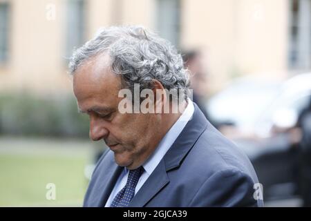 Michel Platini Beerdigung des ehemaligen UEFA-Präsidenten Lennart Johansson in der Katarina-Kirche in Stockholm, Schweden 2019-06-26 (c) Patrik Osterberg / TT Stockfoto