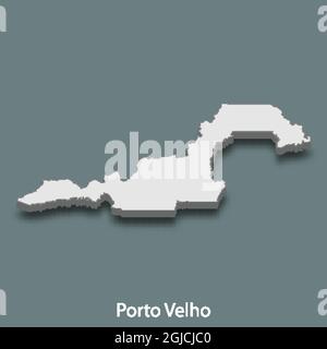 3d isometrische Karte von Porto Velho ist eine Stadt von Brasilien, Vektor-Illustration Stock Vektor