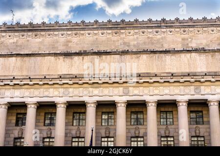 Haupteingang Herbert Hoover Building Commerce Department, 14th Street, Washington DC. Das Gebäude wurde 1932 fertiggestellt. Stockfoto