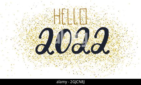 2022 Frohes neues Jahr. Handgeschriebene Kalligraphie-Textbeschriftung in Farbe. Moderne Trockenbürste. Ideal für die Gestaltung Neujahr und Weihnachtsfeier Plakate, Urlaub Stock Vektor
