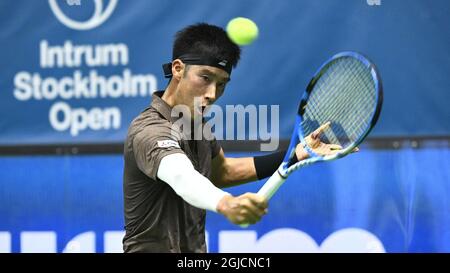 Yuichi Sugita (JPN) beim Einzel-Halbfinale der Männer beim ATP Stockholm Open Tennisturnier in der Royal Tennis Hall in Stockholm, Schweden, Oktober 19 2019. Foto: Claudio Bresciani / TT Code 10090 Stockfoto