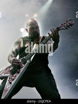 Slayer spielen live auf der Bühne beim Hove Festival in Arendal, Norwegen. Stockfoto