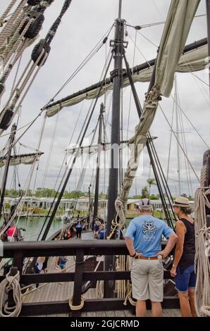 USA, Florida, Venedig, Pinta Replica Columbus Segelschiff Stockfoto