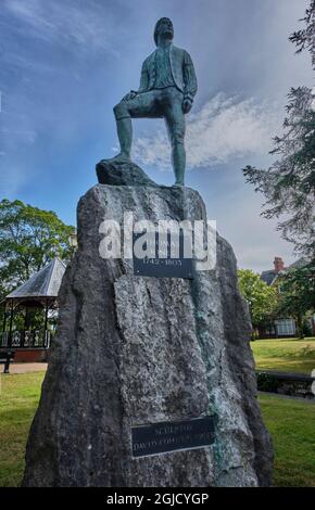 Statue von Thomas Jones in Temple Gardens, Llandrindod Wells, Powys, Wales Stockfoto