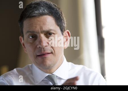 David Miliband während seines Aufenthalts in Stockholm, Schweden, um den Menschenrechtspreis 2019 zu erhalten. David Wright Miliband PC ist Geschäftsführer des International Rescue Committee und Public Policy Analyst. Ein ehemaliger britischer Labour-Partei-Politiker, der Staatssekretär für auswärtige Angelegenheiten und Commonwealth-Angelegenheiten war Foto Henrik Montgomery / TT kod 10060 Stockfoto