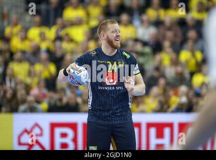 Jim Gottfridsson aus Schweden bei der Männer-Handball-Europameisterschaft, Vorrunde Gruppe F, Spiel zwischen Polen und Schweden im Scandinavium in Göteborg, Schweden, am Dienstag, den 14. Januar 2020. Foto Adam Ihse / TT-Code 9200 Stockfoto