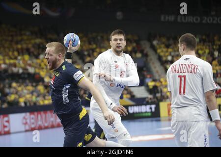 Jim Gottfridsson aus Schweden bei der Männer-Handball-Europameisterschaft, Vorrunde Gruppe F, Spiel zwischen Polen und Schweden im Scandinavium in Göteborg, Schweden, am Dienstag, den 14. Januar 2020. Foto Adam Ihse / TT-Code 9200 Stockfoto