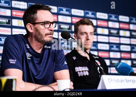 Norwegens Cheftrainer Christian Berge bei einer Pressekonferenz mit den Semifinalisten bei der Männer-Handball-Europameisterschaft am 23. Januar 2020 in Stockholm, Schweden. Foto: Erik Simander / TT Code 11720 Stockfoto