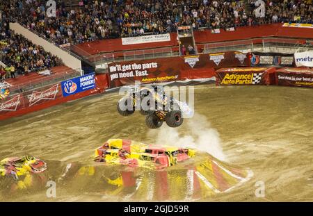 Monster Truck Jam bei Citrus Bowl in Orlando, Florida. Stockfoto