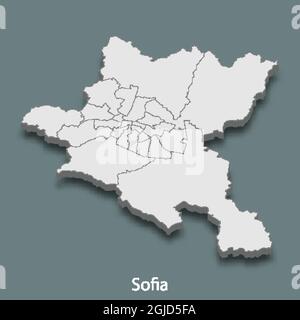 3d isometrische Karte von Sofia ist eine Stadt von Bulgarien, Vektor-Illustration Stock Vektor