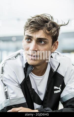 Der schwedisch-amerikanische Stabhochspringer Armand Duplantis „Mondo“ bei einer Pressekonferenz in Stockholm Stockfoto