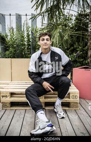 Der schwedisch-amerikanische Stabhochspringer Armand Duplantis „Mondo“ bei einer Pressekonferenz in Stockholm Stockfoto