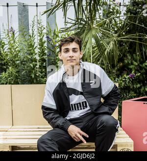 Der schwedisch-amerikanische Stabhochspringer Armand Duplantis „Mondo“ bei einer Pressekonferenz in Stockholm Stockfoto