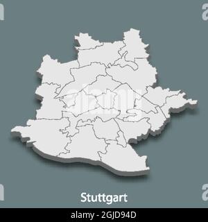 3d isometrische Karte von Stuttgart ist eine Stadt von Deutschland, Vektor-Illustration Stock Vektor