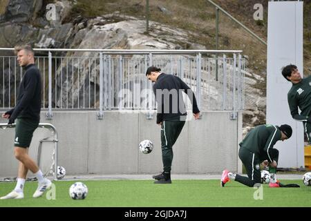 Stockholm 20200113 Mailands Spieler Zlatan Ibrahimovic war vor Ort, als das schwedische Ligenteam Hammarby IF am Montag, den 13. April 2020, bei Arsta IP in Stockholm trainingsbereit war. Foto Henrik Montgomery / TT kod 10060 *SCHWEDEN AUS* Stockfoto