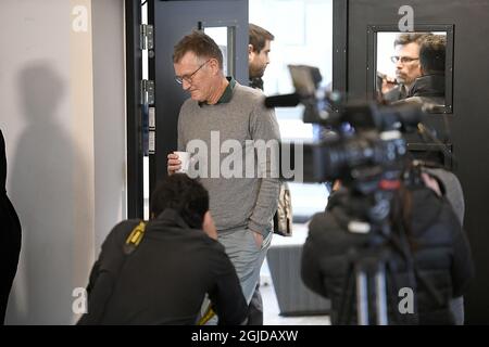 Anders Tegnell, staatlicher Epidemiologe bei der schwedischen Gesundheitsbehörde, traf am 20. April 2020 bei der täglichen Pressekonferenz zur Coronavirus-Pandemie in Stockholm, Schweden, ein. Foto: Bjorn Lindahl / Aftonbladet / TT-Code 2512 Stockfoto