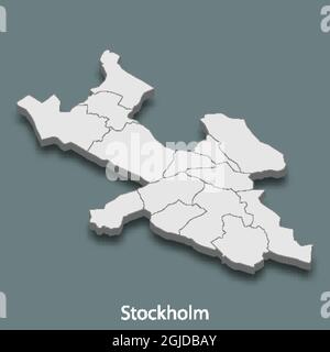 3d isometrische Karte von Stockholm ist eine Stadt von Schweden , Vektordarstellung Stock Vektor