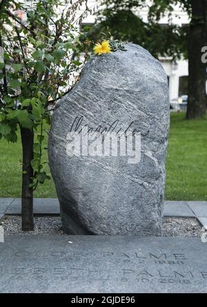 Olof Palme wird zusammen mit seiner Frau Lisbeth Palme auf dem Friedhof von Adolf Fredrik beigesetzt. Der Mord an Olof Palme könnte nach 34 Jahren kurz vor der Lösung stehen. Der schwedische Premierminister Olof Palme (S) wurde am SveavÃ¤gen ermordet, 28. Februar 1986, Stockholm, 2020-06-08 (c) Patrik C Ã–sterberg / TT Code 2857 Stockfoto