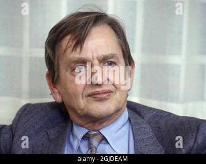 Der schwedische Staatsanwalt wird am Mittwoch, den 10. Juni 2020, die Ergebnisse des Attentats auf Olof Palme vorlegen. Filebild von Olof Palme, aufgenommen 1984. Schwedens Premierminister Olof Palme wurde auf einer Straße in Stockholm ermordet, als er von einem Kino nach Hause ging. Am 28. märz 2016 jährt sich sein Tod zum 20. Mal. Foto: Tobbe Gustavsson / TT Kod: 3366 Stockfoto