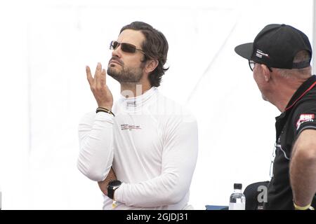 KARLSKOGA 2020-08-15 Prinz Carl Philip tritt am 15. August 2020 im Porsche Carrera Cup Scandinavia in der Gellerasen Arena an. Foto: Tommy Pedersen / TT / kod 10650 Stockfoto