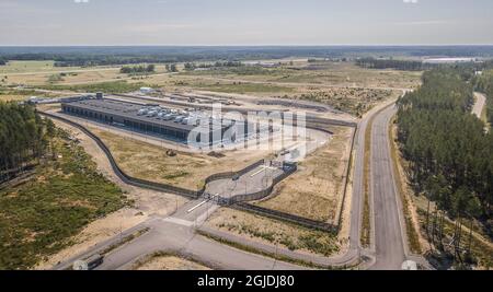 Amazon Web Services Server Halle in Kjula bei Eskilstuna, Schweden am 12. August 2020. Amazon plant den Bau von drei Serverhallen in Eskilstuna. SP Far nur „tage 1“ wurde abgeschlossen. Die Sicherheit ist mit Infrarot-Bewegungsmeldern und Überwachungskameras streng. Foto: Pontus Orre / Aftonbladet / TT-Code 2512 Stockfoto