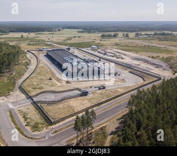 Amazon Web Services Server Halle in Kjula bei Eskilstuna, Schweden am 12. August 2020. Amazon plant den Bau von drei Serverhallen in Eskilstuna. SP Far nur „tage 1“ wurde abgeschlossen. Die Sicherheit ist mit Infrarot-Bewegungsmeldern und Überwachungskameras streng. Foto: Pontus Orre / Aftonbladet / TT-Code 2512 Stockfoto