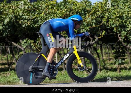 Trient, Italien. September 2021. Edoardo AFFINI (ITA) während der UEC Road European Championships - Elite Men Individual Time Trial, Street Cycling in Trento, Italien, September 09 2021 Credit: Independent Photo Agency/Alamy Live News Stockfoto