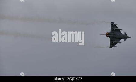 Zeltweg, Österreich 6. SEPTEMBER 2019 Kampfflugzeuge im Flug mit hoher Leistung. Eurofighter Typhoon EFA der österreichischen Luftwaffe Stockfoto