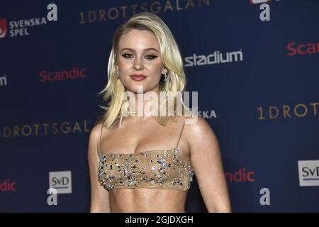 Die schwedische Sängerin Zara Larsson beim Swedish Sports Award (Svenska idrottsgalan) in Stockholm, Schweden, am 18. Januar 2021. Foto: Claudio Bresciani/TT Code 10090 Stockfoto