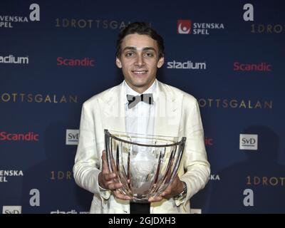 Der schwedisch-amerikanische Polspringer Armand Duplantis wurde beim Swedish Sports Award (Svenska idrottsgalan) in Stockholm, Schweden, am 18. Januar 2021 ausgezeichnet. Foto: Claudio Bresciani/TT Code 10090 Stockfoto