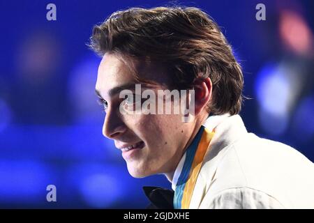 Der schwedisch-amerikanische Polspringer Armand Duplantis erhält Bragdguldet beim Swedish Sports Award (Svenska idrottsgalan) in Stockholm, Schweden, am 18. Januar 2021. Foto: Claudio Bresciani/TT Code 10090 Stockfoto