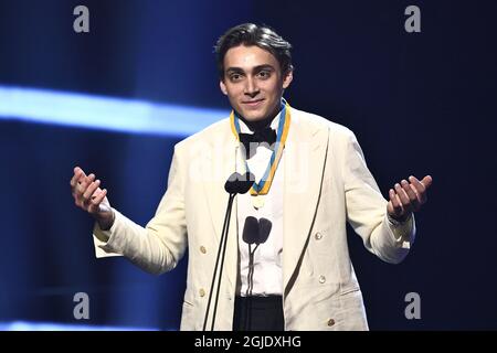Der schwedisch-amerikanische Polspringer Armand Duplantis erhält Bragdguldet beim Swedish Sports Award (Svenska idrottsgalan) in Stockholm, Schweden, am 18. Januar 2021. Foto: Claudio Bresciani/TT Code 10090 Stockfoto