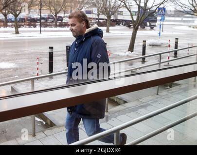 Der ehemalige schwedische NHL-Torwart Tommy Salo (New York Islanders, Edmonton Oilers und Colorado Avalanche) verließ das Gericht, nachdem er am 20. Januar 2021 in VasterÃ¥s, Schweden, eine zweimonatige Haftstrafe wegen DUI erhalten hatte. Foto: Stefan Jerrevang / Aftonbladet / TT-Code 2512 Stockfoto