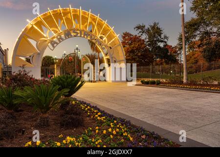 Louis Armstrong Park in der Abenddämmerung in der Treme in New Orleans, Louisiana, USA Stockfoto