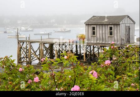 USA, Maine. Bernard Fischerdorf, Mount Desert Island, Maine, USA. Stockfoto