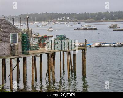 USA, Maine. Bernard Fischerdorf, Mount Desert Island, Maine, USA. Stockfoto