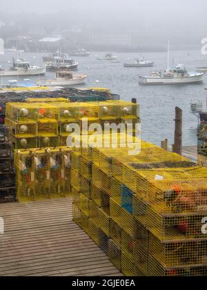 USA, Maine. Bernard Fischerdorf, Mount Desert Island, Maine, USA. Stockfoto