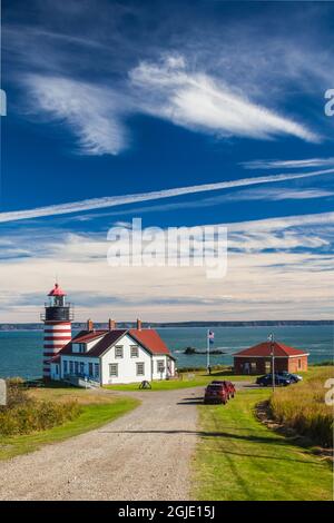 USA, Maine, Lubec. West Quoddy Head Light. Stockfoto