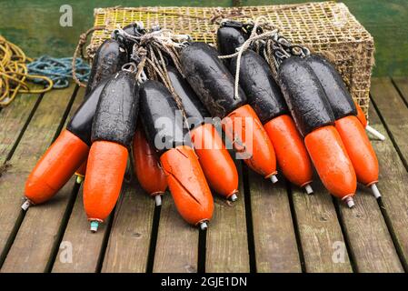 USA, Maine, Mt. Desert Island, Bernard. Hummerbojen. Stockfoto