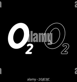 Sauerstoff chemische Formel O2 Air Symbol weiß Farbe Vektor Illustration flache Stil einfache Bildsatz Stock Vektor