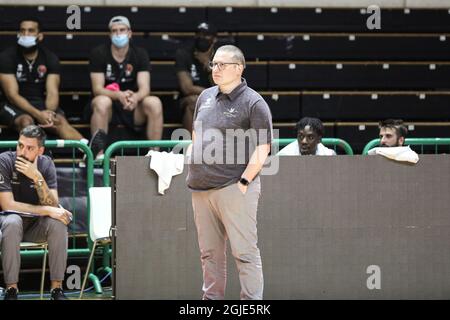 Heimdebüt des Teams Derthona Basket in Supercoppa Discovery+ gegen Trento beim PalaFerraris in Casale. Bertram Tortona vs Dolomiti Energia Trentino 81 - 72. (Foto von Norberto Maccagno/Pacific Press/Sipa USA) Stockfoto