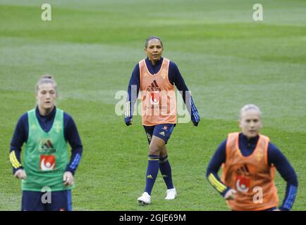 Madelen Janogy Sveriges damlandslag i fotboll, trÃ¤Ning pÃ¥ Friends Arena. Svenska FotbollsfÃ¶rbundet. Stockholm. 2021-04-08 (c) Patrik C Ã–sterberg / TT Code: 2857 Englisch: Madelen Janogy Schwedens Frauennationalmannschaft im Fußball, Training in der Friends Arena. Schwedischer Fußballverband. Stockholm. Stockfoto